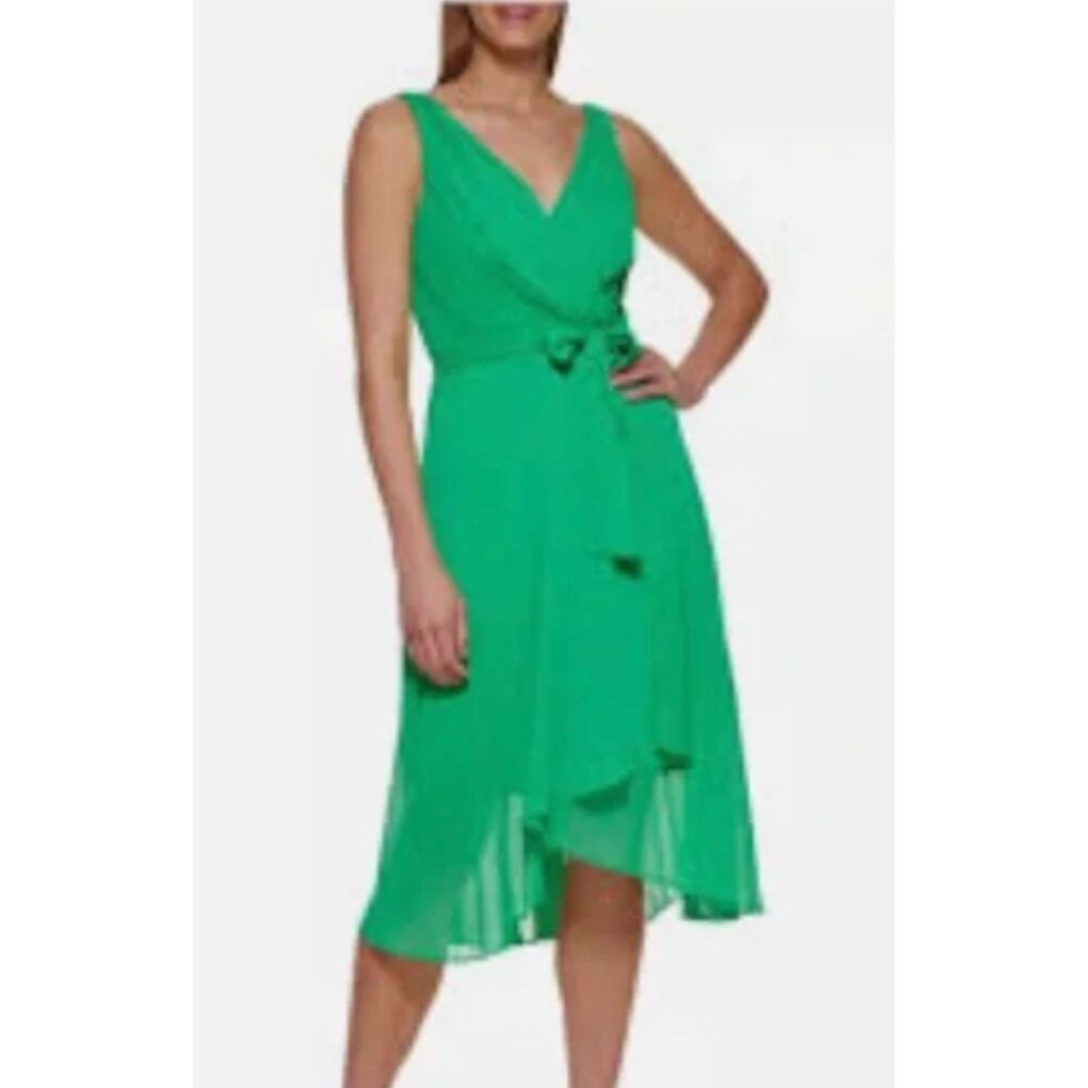 DKNY Green Sleeveless Dress with belt. Size 6